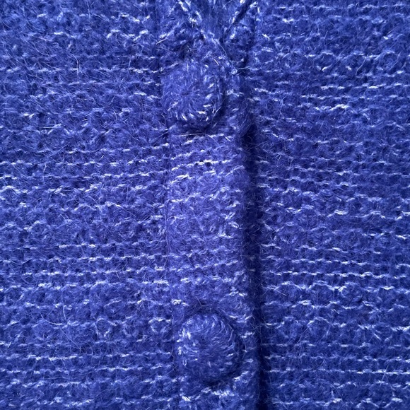 SEZANE Lilou Scalloped Mohair Jumper Cardigan Sweater in Royal Blue | Fits M | - Picture 6 of 8